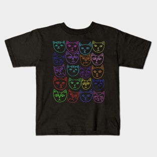 Neon kitty cats pattern Kids T-Shirt